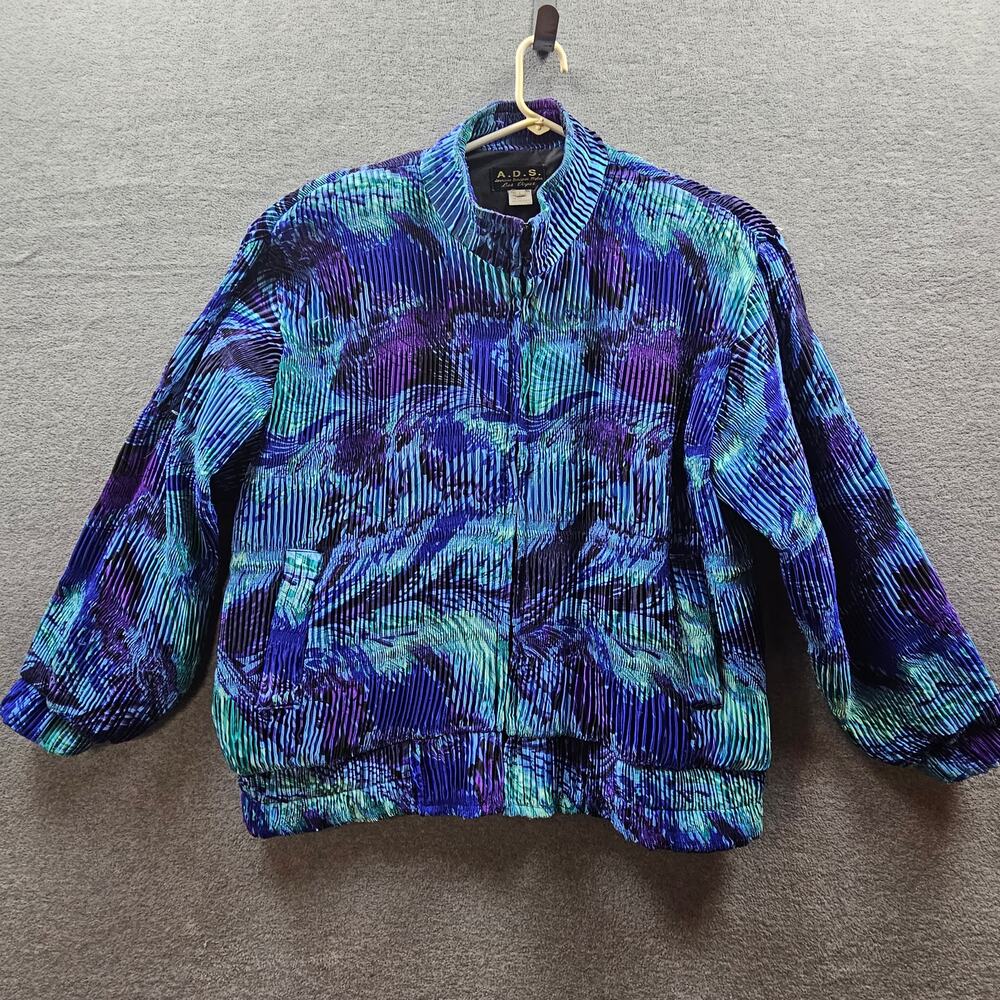 American Designer Style Las Vegas BOMBER Jacket Size L Full Ziip Oversized 80s